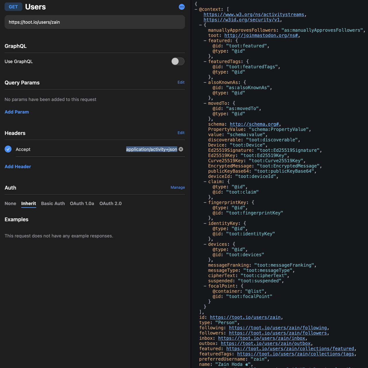 Get Request On User Page Using Accept Activity JSON